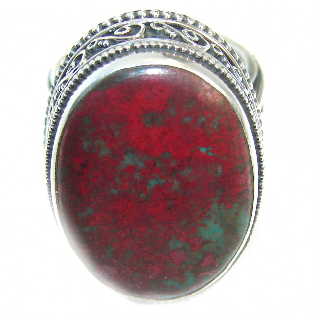 Big Perfect Red Sonora Jasper Sterling Silver Ring s. 8