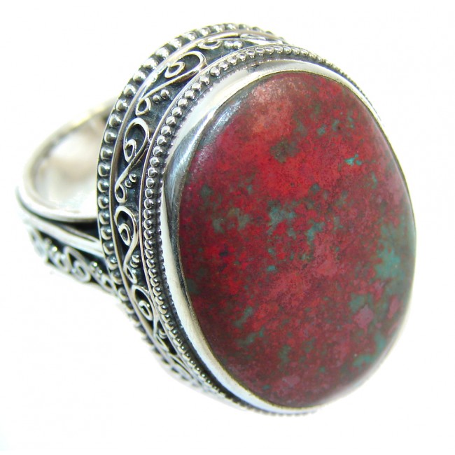 Big Perfect Red Sonora Jasper Sterling Silver Ring s. 8