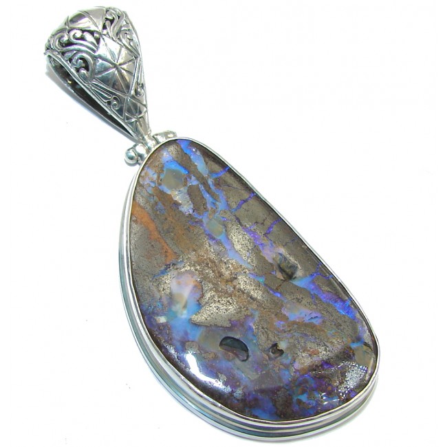 Beautiful Huge AAA+ Australian Boulder Opal Sterling Silver Pendant