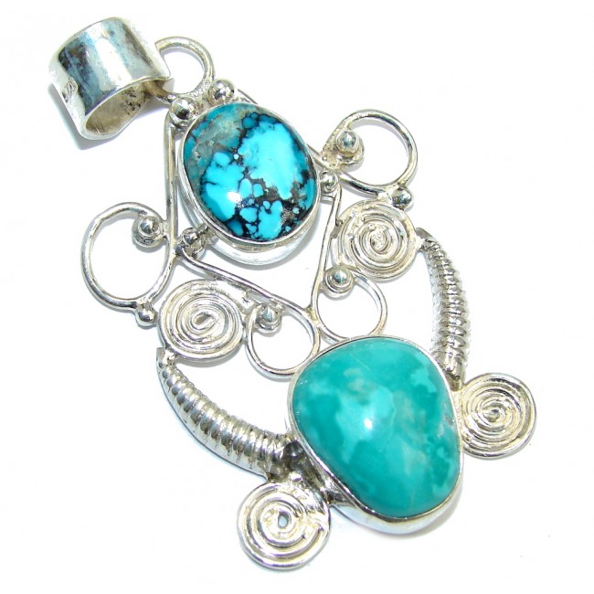 Classic Beauty Blue Turquoise Sterling Silver Pendant