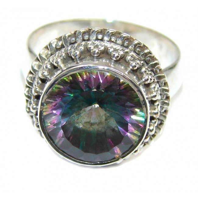 Exotic Rainbow Magic Topaz Sterling Silver Ring s. 8 1/4