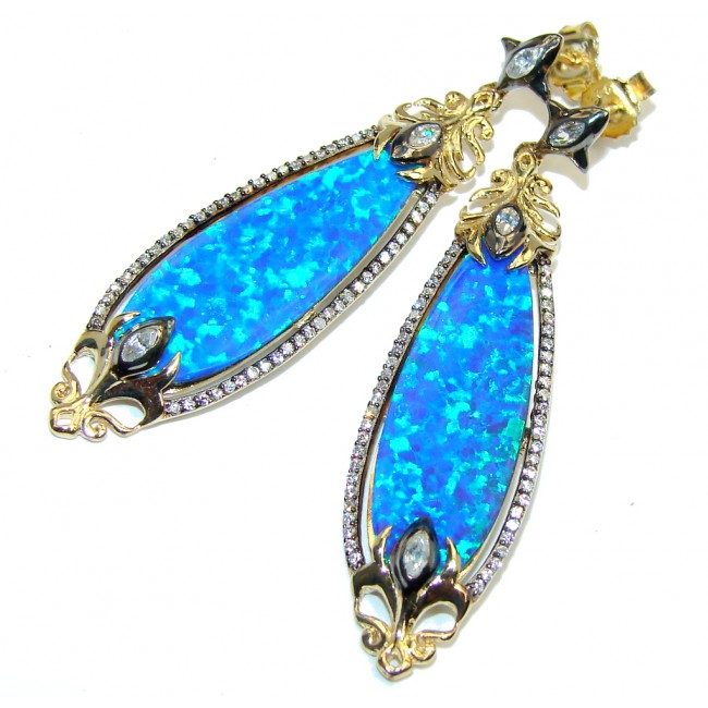 Awesome Blue Japanese Fire Opal Sterling Silver earrings