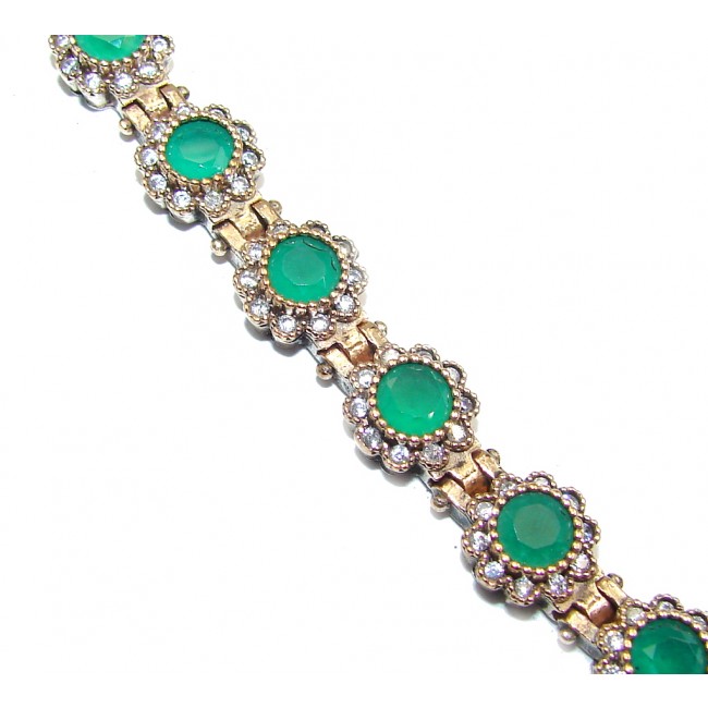 Victorian Style created Emerald White Topaz Sterling Silver Bracelet
