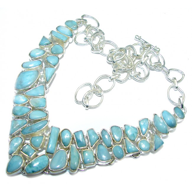 Caribbean Style Blue Larimar & Swiss Blue Topaz Sterling Silver necklace