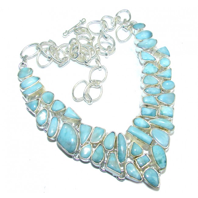 Caribbean Style Blue Larimar & Swiss Blue Topaz Sterling Silver necklace