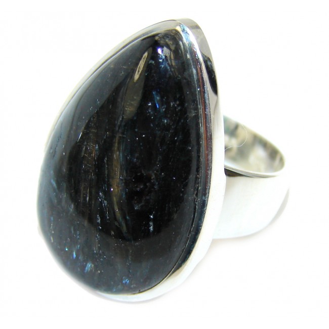 Simply Beautiful Black Pietersite Sterling Silver Ring s. 8