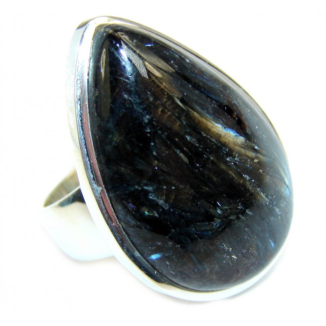 Simply Beautiful Black Pietersite Sterling Silver Ring s. 8