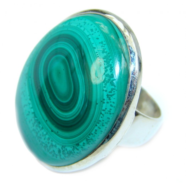 Big! Natural AAA Green Malachite Sterling Silver ring s. 7 1/2