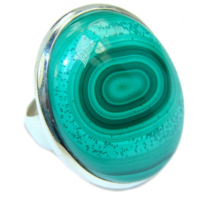 Big! Natural AAA Green Malachite Sterling Silver ring s. 7 1/2