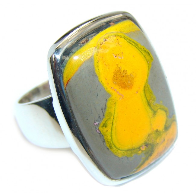 Simple Beauty Yellow Bumble Bee Jasper Sterling Silver ring s. 7 1/2