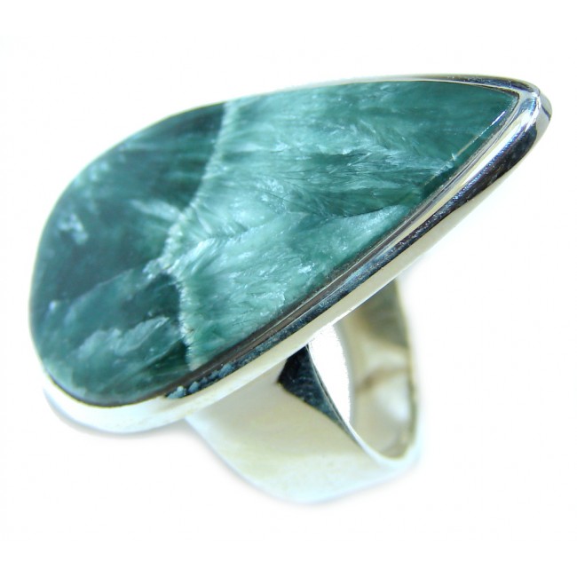 Amazing Green Seraphinite Sterling Silver Ring s. 8 1/4