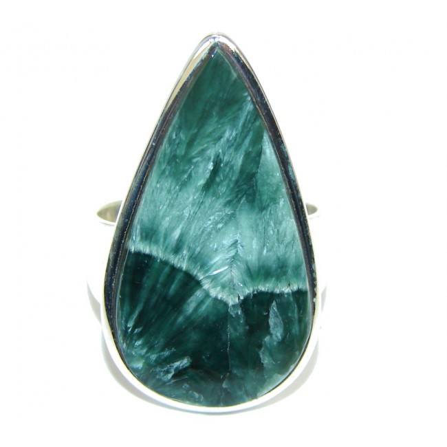 Amazing Green Seraphinite Sterling Silver Ring s. 8 1/4