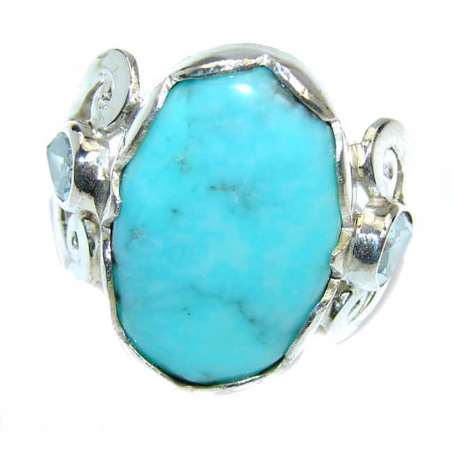 Genuine Vintage Style AAA Blue Larimar Sterling Silver Ring s. 8