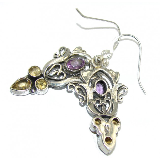 Bali Swirl Amethyst Citrine Sterling Silver earrings