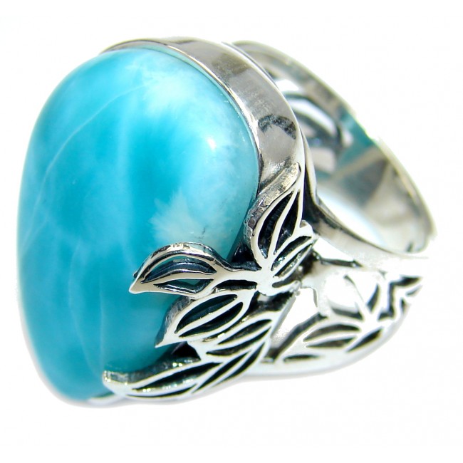 Big Amazing AAA Blue Larimar Sterling Silver Ring s. 7 3/4 adjustable