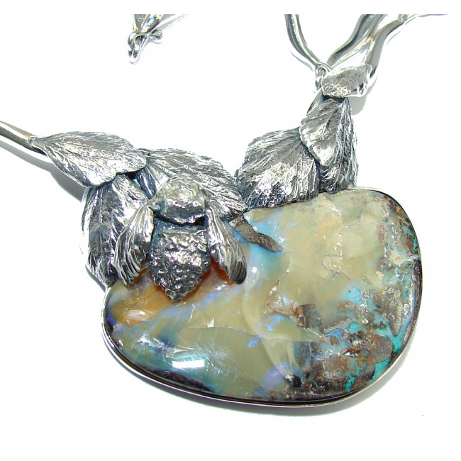 Silver Bee Australian Boulder Opal Sterling Silver handcrafted necklace