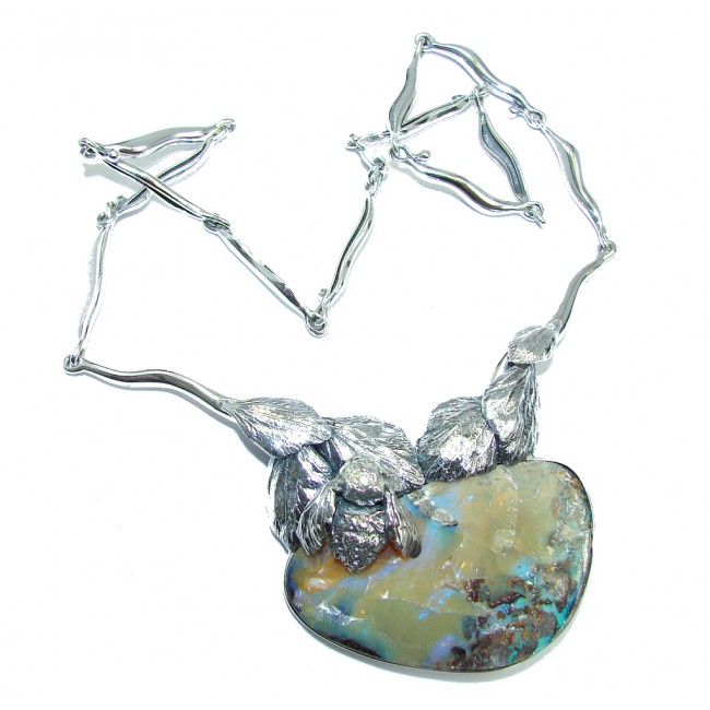 Silver Bee Australian Boulder Opal Sterling Silver handcrafted necklace