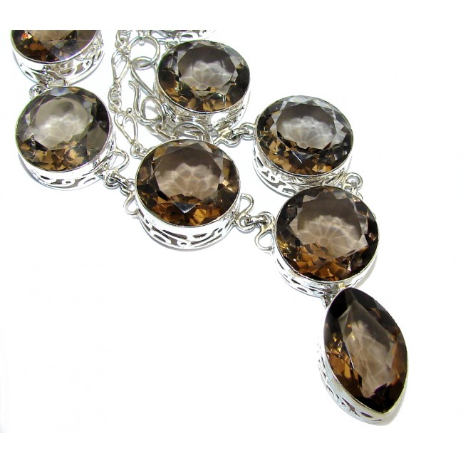 Beautiful India Charm Champagne Smoky Quartz Sterling Silver necklace