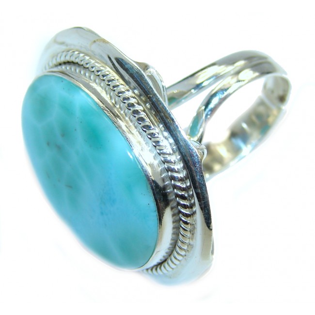 Huge Amazing AAA Blue Larimar Sterling Silver Ring s. 7 1/4