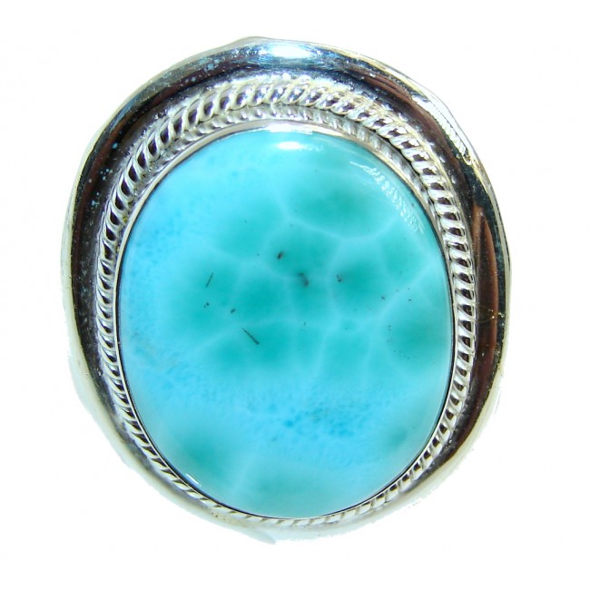 Huge Amazing AAA Blue Larimar Sterling Silver Ring s. 7 1/4