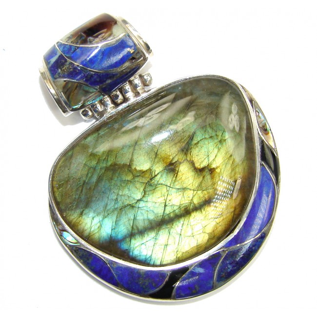 Perfect AAA Blue Fire Labradorite Sterling Silver Pendant