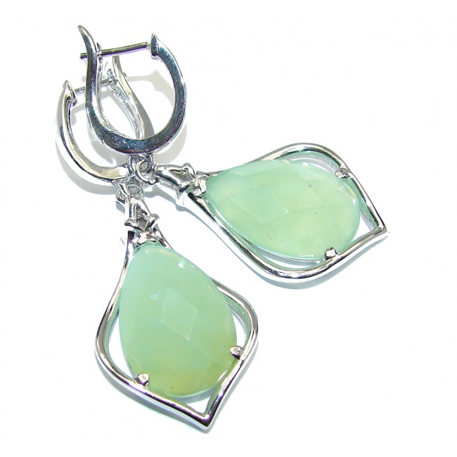 Stunning Green Moss Prehnite Sterling Silver earrings