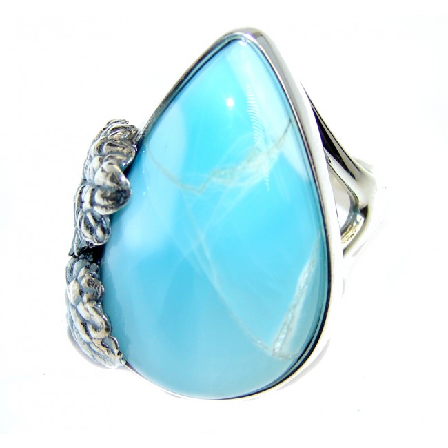 Amazing AAA quality Blue Larimar Sterling Silver Ring s. 7 1/2