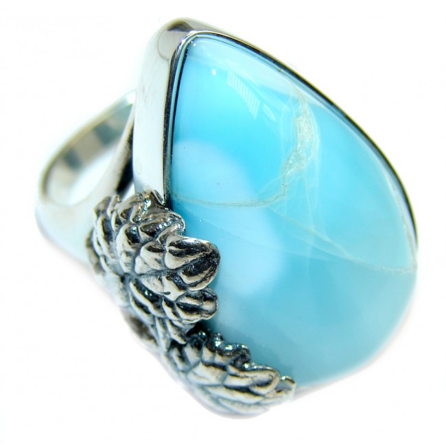 Amazing AAA quality Blue Larimar Sterling Silver Ring s. 7 1/2