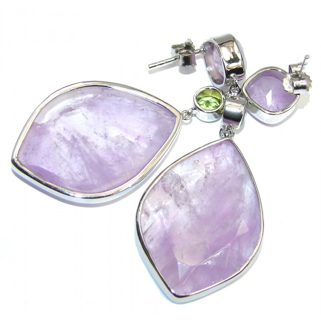 Chunky Perfect Genuine Amethyst Sterling Silver earrings