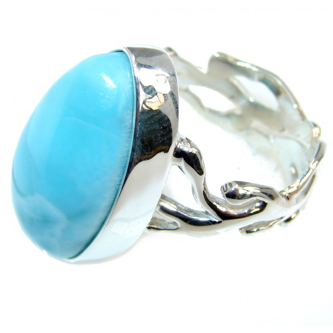 Amazing AAA quality Blue Larimar Sterling Silver Ring s. 7 adjustable
