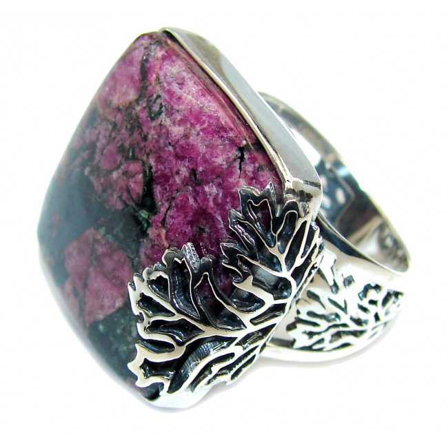 Natural AAA Russian Eudialyte Sterling Silver Ring s. 8 adjustable