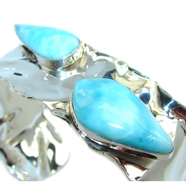 Love's Legacy AAA Blue Larimar hammered Sterling Silver Bracelet / Cuff