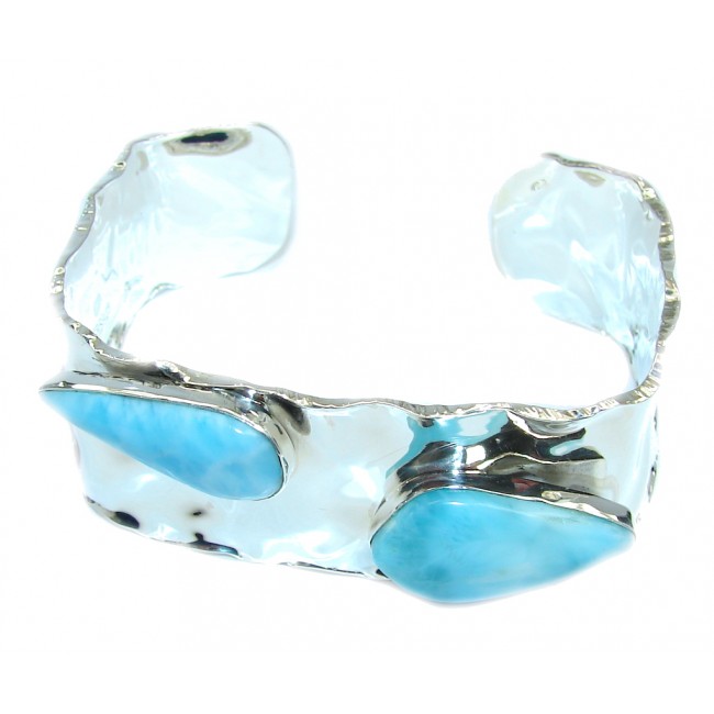 Love's Legacy AAA Blue Larimar hammered Sterling Silver Bracelet / Cuff