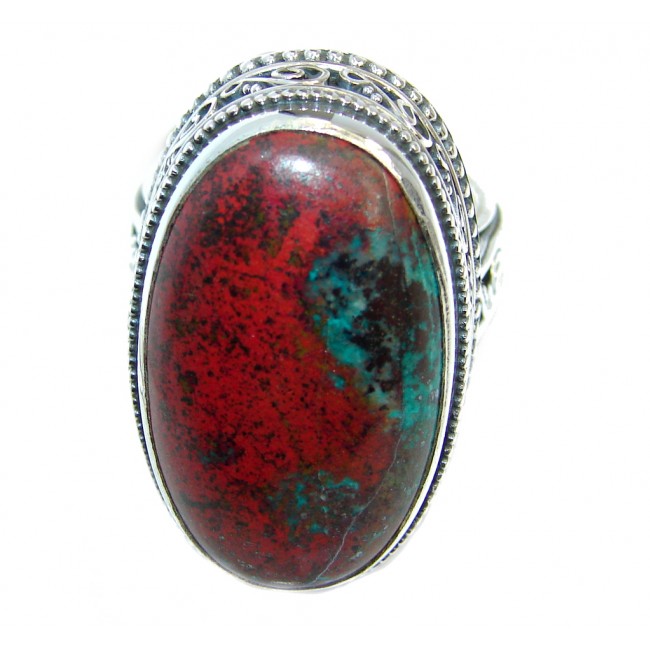 Vintage Style Perfect Red Sonora Jasper Sterling Silver Ring s. 6