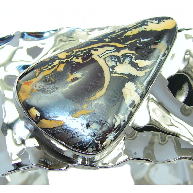 Sublime AAA Koroit Opal Hammered Sterling Silver Bracelet / Cuff