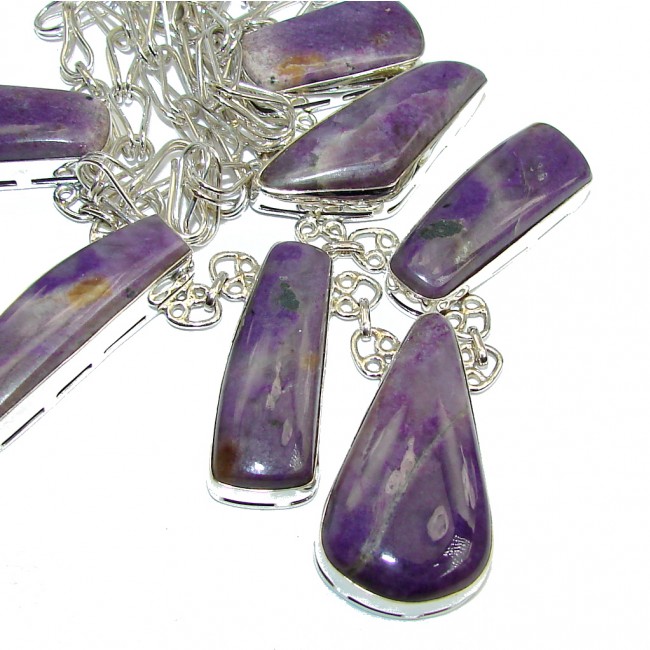 Very Chunky Design Genuine Sugilite Sterling Silver necklace