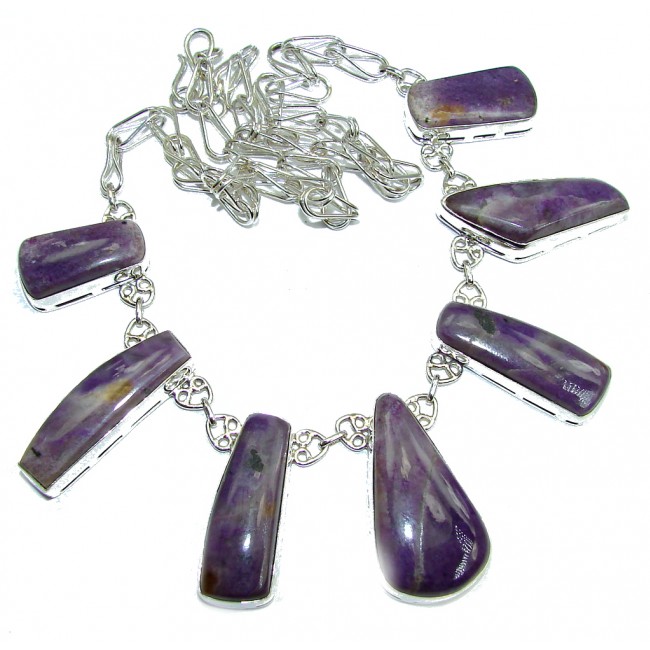Very Chunky Design Genuine Sugilite Sterling Silver necklace