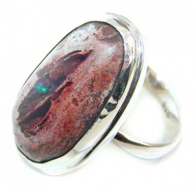 Amazing Mexican Fire Opal Sterling Silver Ring s. 8 adjustable