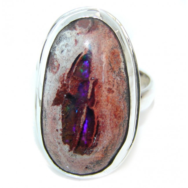 Amazing Mexican Fire Opal Sterling Silver Ring s. 8 adjustable