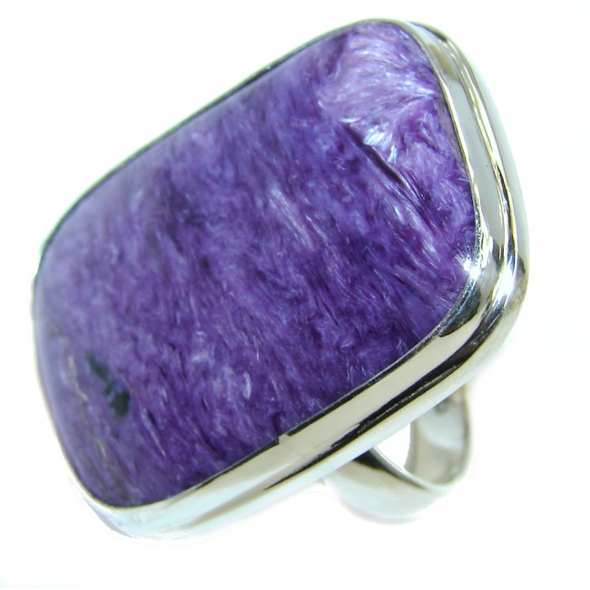 Big Beautiful AAA Purple Charoite Sterling Silver Ring s. 8- adjustable
