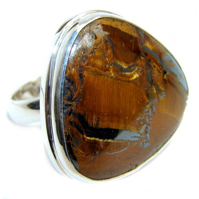 Totally Amazing AAA Gold Tigers Eye Sterling Silver ring s. 8 adjustable
