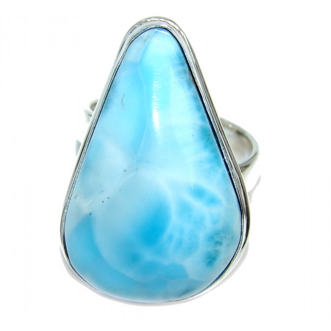 Amazing AAA quality Blue Larimar Sterling Silver Ring s. 8 adjustable