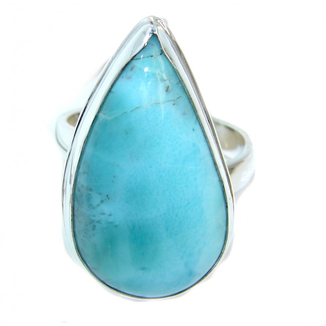 Amazing AAA quality Blue Larimar Sterling Silver Ring s. 8 adjustable