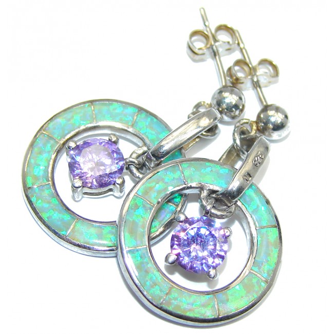 AAA Cubic Zirconia Fire Opal Sterling Silver earrings