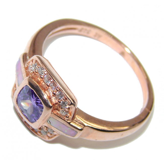 Wonderful Alexandrite Quartz & Fire Opal Rose Gold over Sterling Silver Ring s. 7