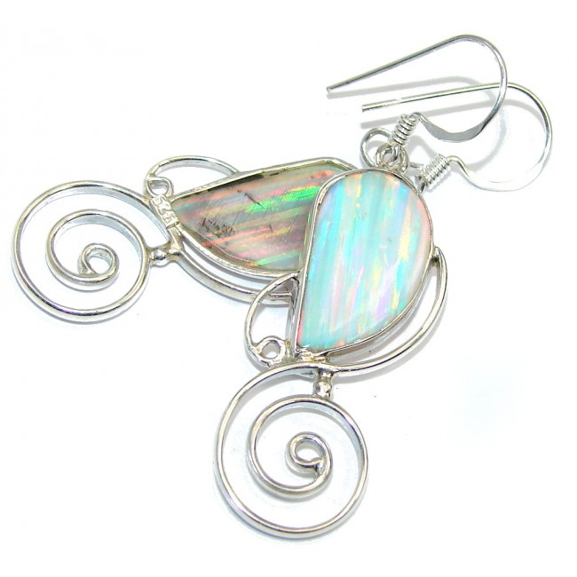 Ocean Blue Doublet Fire Opal Sterling Silver earrings