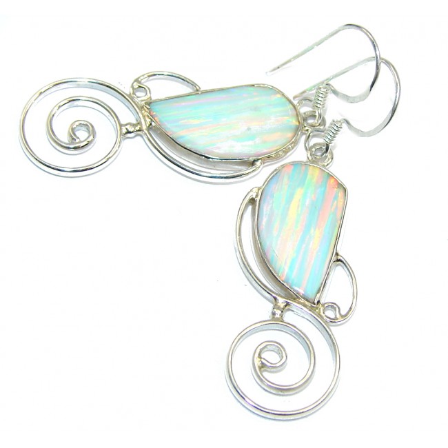 Ocean Blue Doublet Fire Opal Sterling Silver earrings
