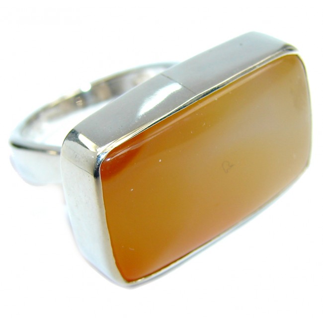 Delicate AAA Orange Carnelian Sterling Silver ring s. 8 1/4