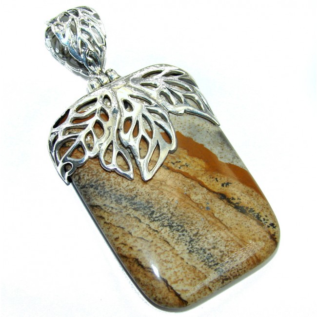 Incredible Design AAA Picture Jasper Sterling Silver Pendant