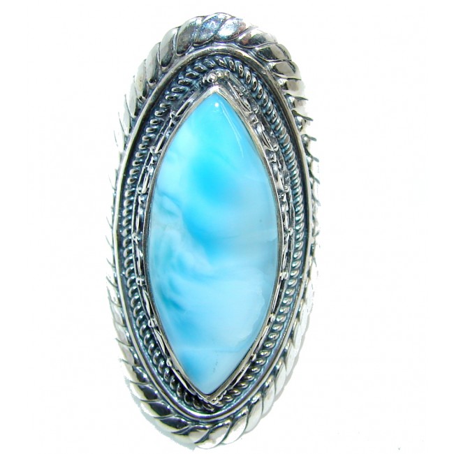 Amazing AAA quality Blue Larimar Sterling Silver Ring s. 8 1/2